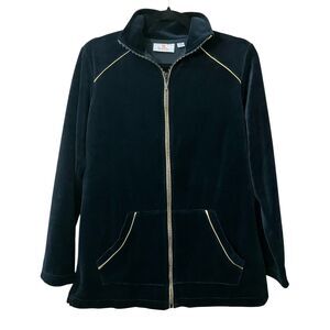 Quacker Factory rhinestone embellished velour zip up jacket